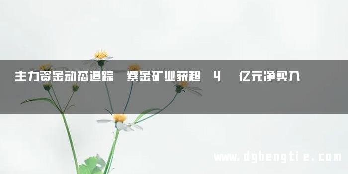 主力资金动态追踪 紫金矿业获超 4 亿元净买入